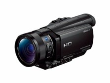 Black HD camcorder with a lens on the left side and control buttons on the side of the body.